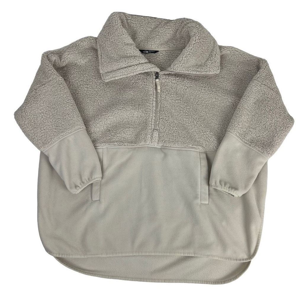 The North Face Women's Cream 1/4 Zip Turtle Collar Sherpa Fleece Sweater XL